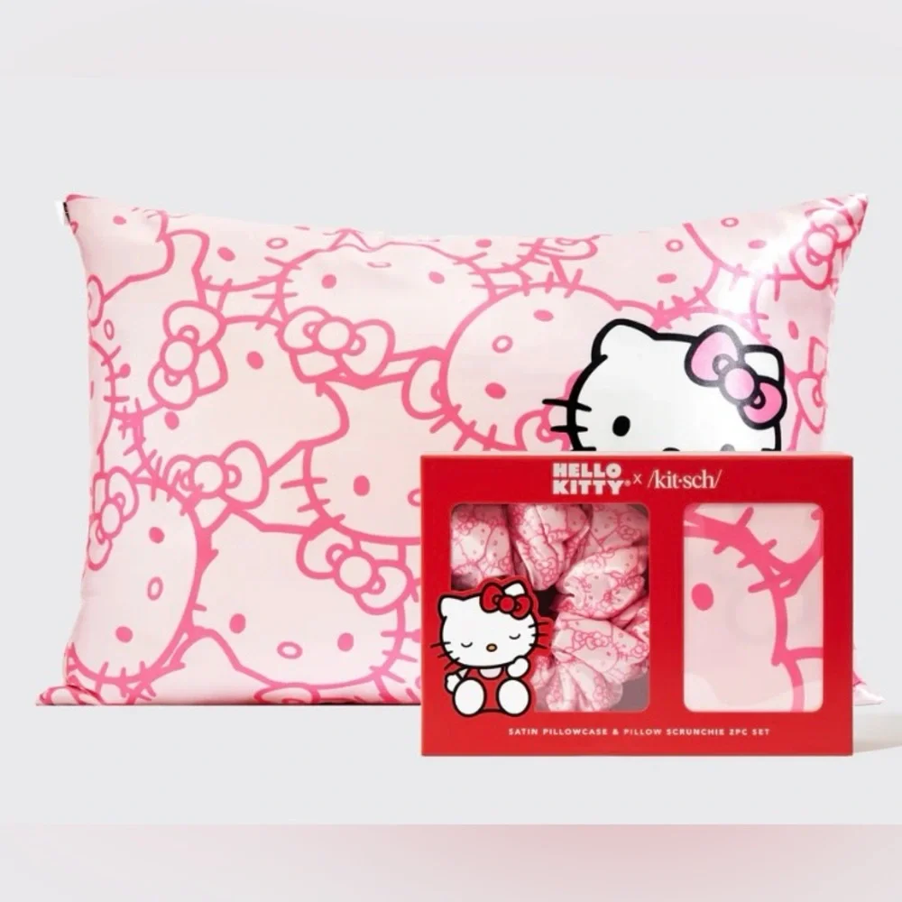 Hello Kitty x Kitsch Satin Pillowcase & Pillow Scrunchie 2pc Set